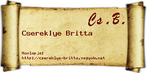 Csereklye Britta névjegykártya